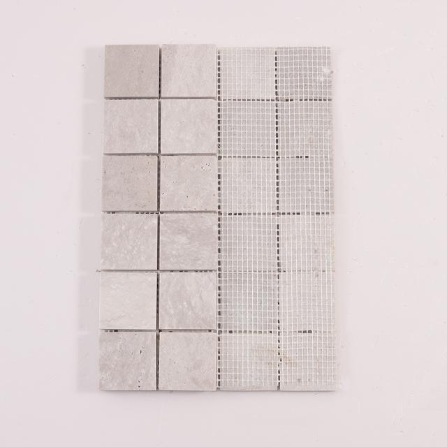 Gray Square Marble Mosaic Backsplash Tiles — mosaic vuông bằng đá marble xám