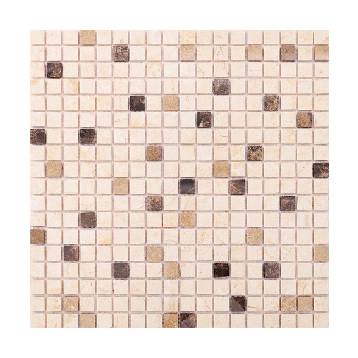 Crema Marfil and Emperador Marble Mosaic Tiles — mosaic ghép nghệ thuật bằng đá marble nâu Emperador