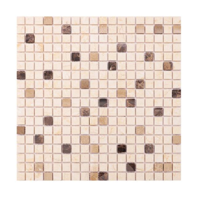 Crema Marfil and Emperador Marble Mosaic Tiles — mosaic ghép nghệ thuật bằng đá marble nâu Emperador