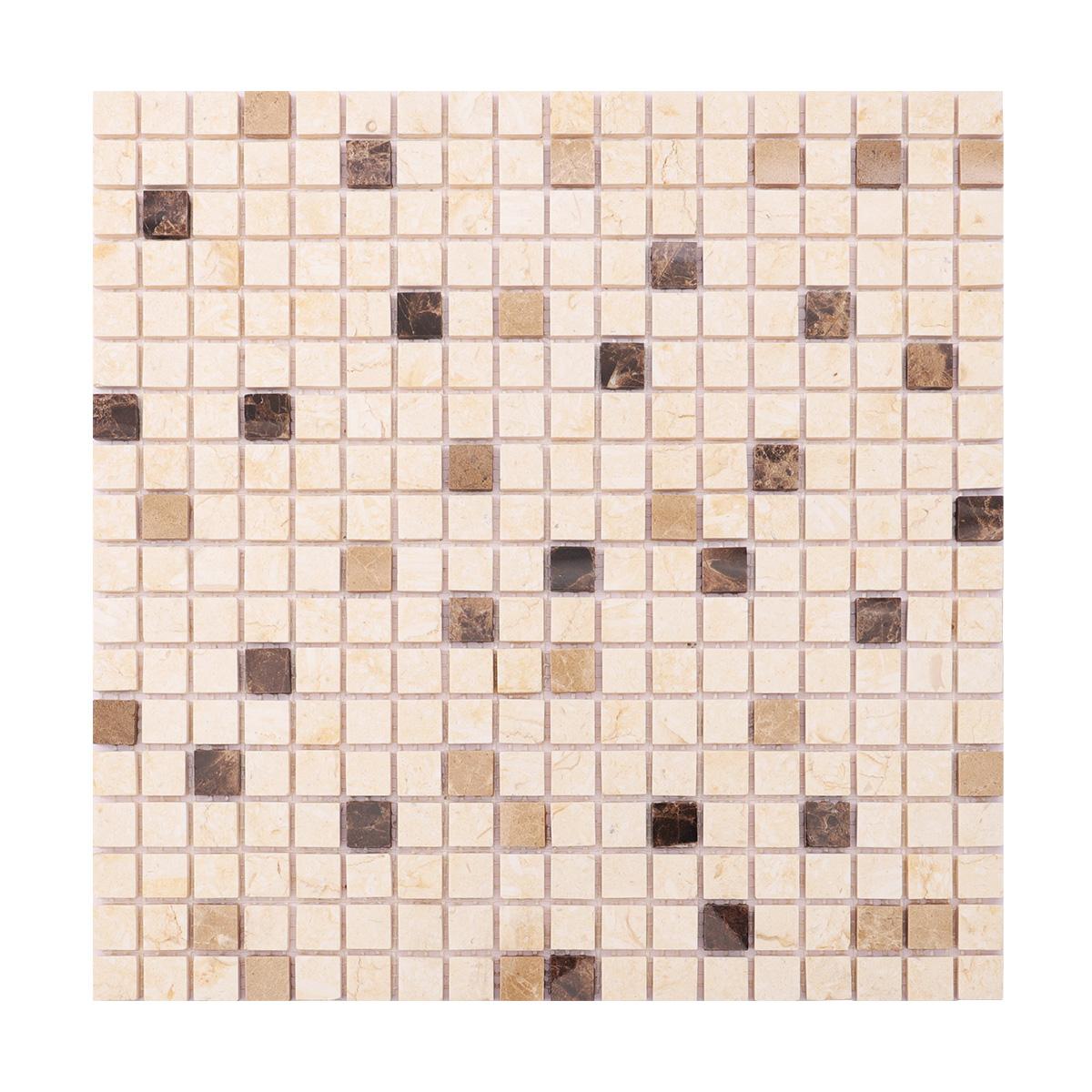 Crema Marfil and Emperador Marble Mosaic Tiles — mosaic ghép nghệ thuật bằng đá marble nâu Emperador