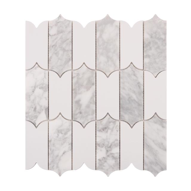 Scalloped Long Arabesque Marble Mosaic Tile — Rochelle Rochelle Stone