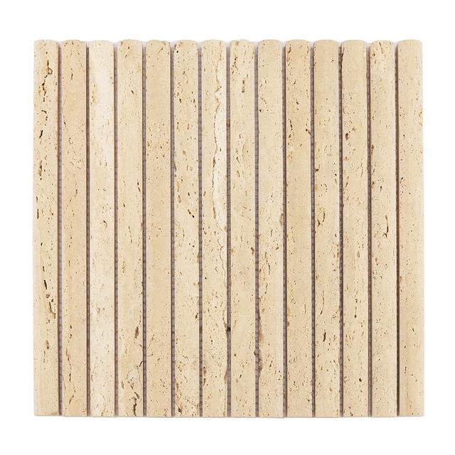 Beige Travertine Vertical Liner Mosaic Tile for Kitchen and Bathroom — mosaic ghép nghệ thuật bằng đá travertine beige