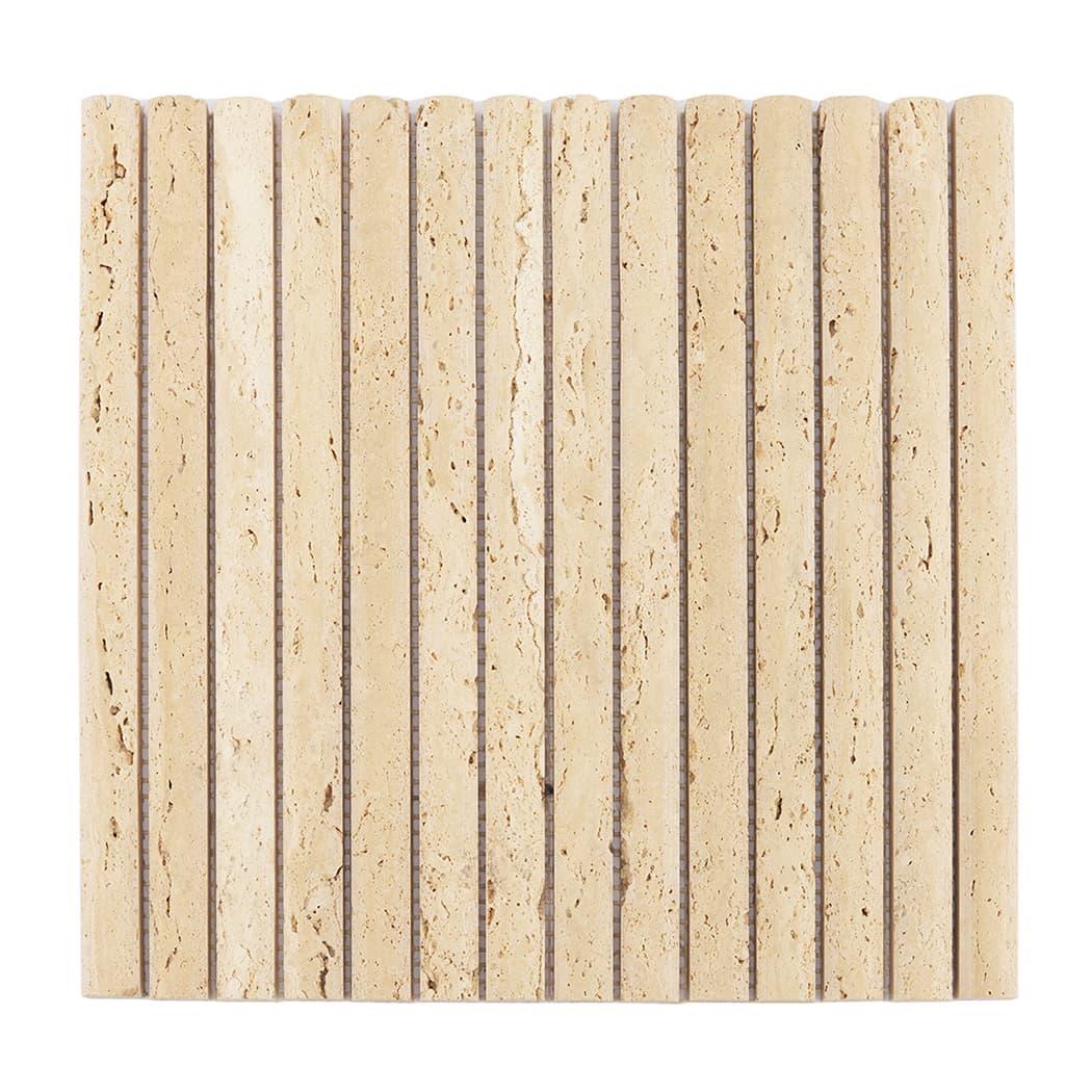 Beige Travertine Vertical Liner Mosaic Tile for Kitchen and Bathroom — mosaic ghép nghệ thuật bằng đá travertine beige