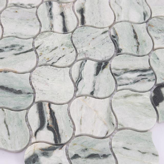 Light Green Arabesque Marble Tile 10.63 in. x 10.63 in. — mosaic arabesque bằng đá marble xanh lục