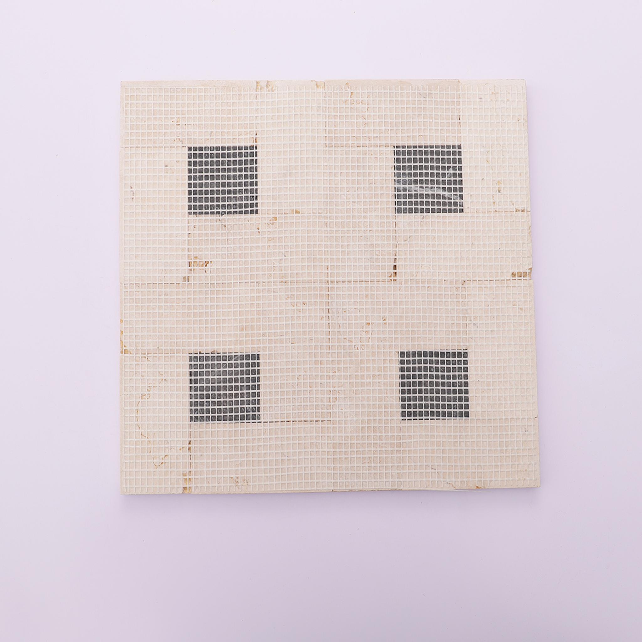Beige and Black Basketweave Marble Floor Tiles — mosaic đan rổ (basketweave) bằng đá marble đen & beige