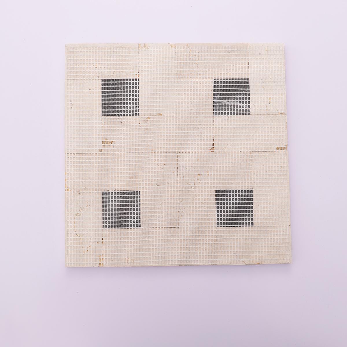 Beige and Black Basketweave Marble Floor Tiles — mosaic đan rổ (basketweave) bằng đá marble đen & beige