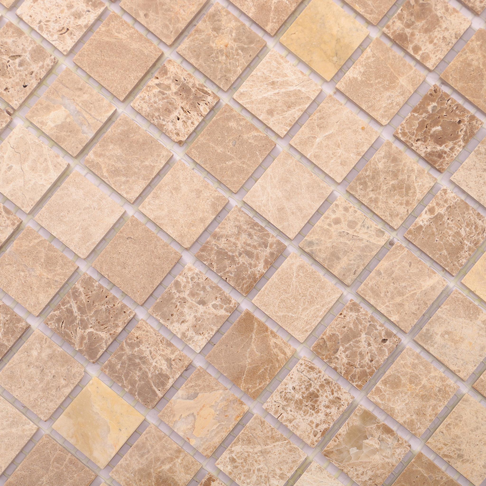 Emperador Light Polished Marble Mosaic Backsplash Tile — mosaic ghép nghệ thuật bằng đá marble nâu Emperador