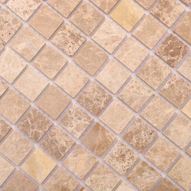 Emperador Light Polished Marble Mosaic Backsplash Tile — mosaic ghép nghệ thuật bằng đá marble nâu Emperador