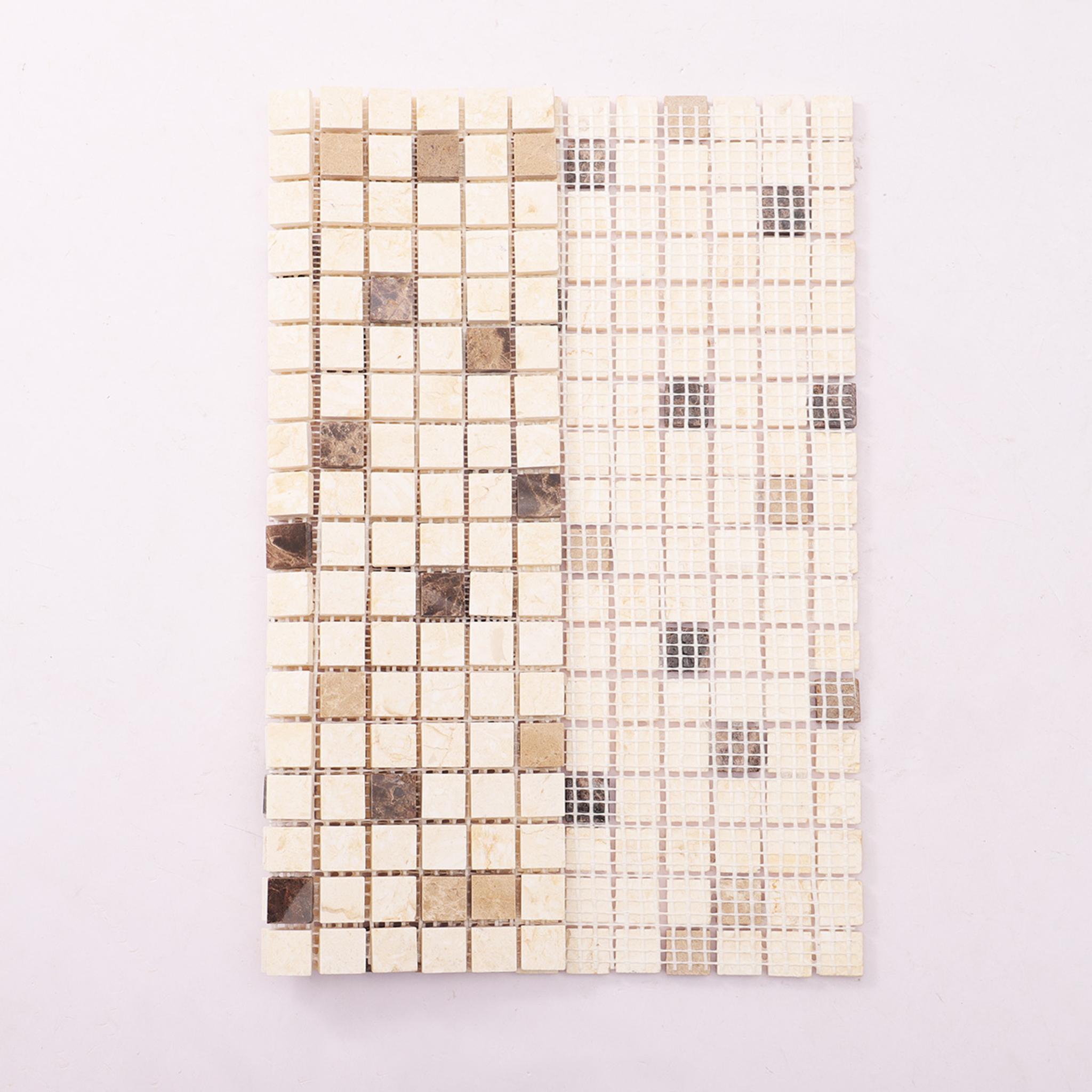 Crema Marfil and Emperador Marble Mosaic Tiles — mosaic ghép nghệ thuật bằng đá marble nâu Emperador