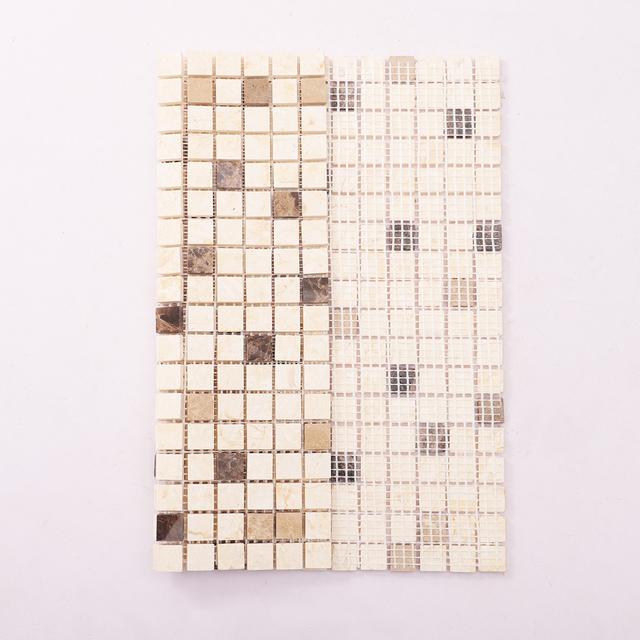 Crema Marfil and Emperador Marble Mosaic Tiles — mosaic ghép nghệ thuật bằng đá marble nâu Emperador