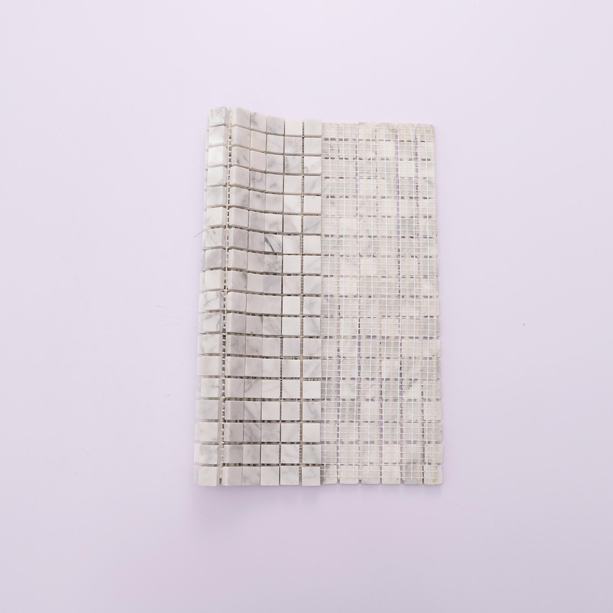 Carrara White Honed Marble Square Mosaic Tiles — mosaic vuông bằng đá marble trắng & trắng Carrara