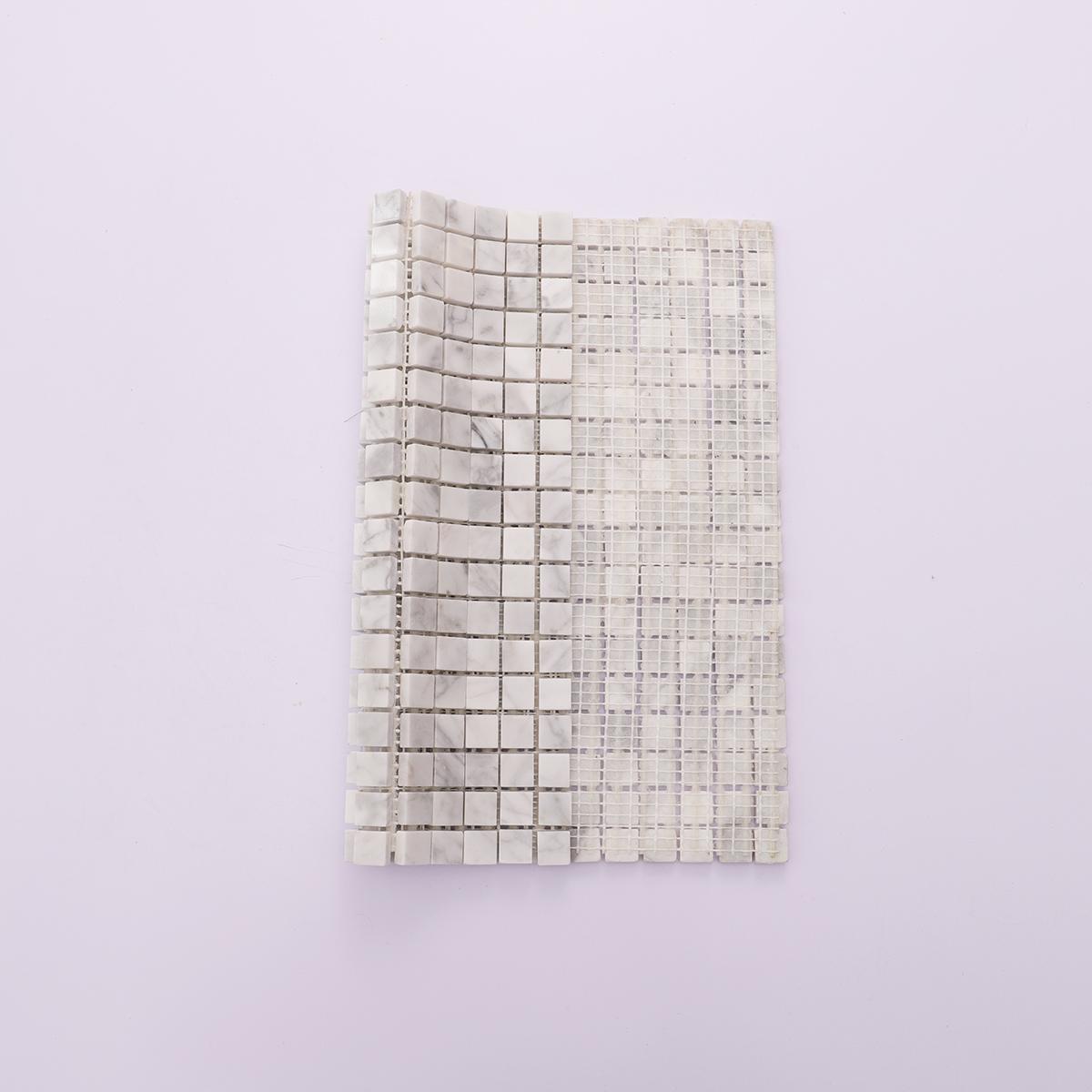 Carrara White Honed Marble Square Mosaic Tiles — mosaic vuông bằng đá marble trắng & trắng Carrara
