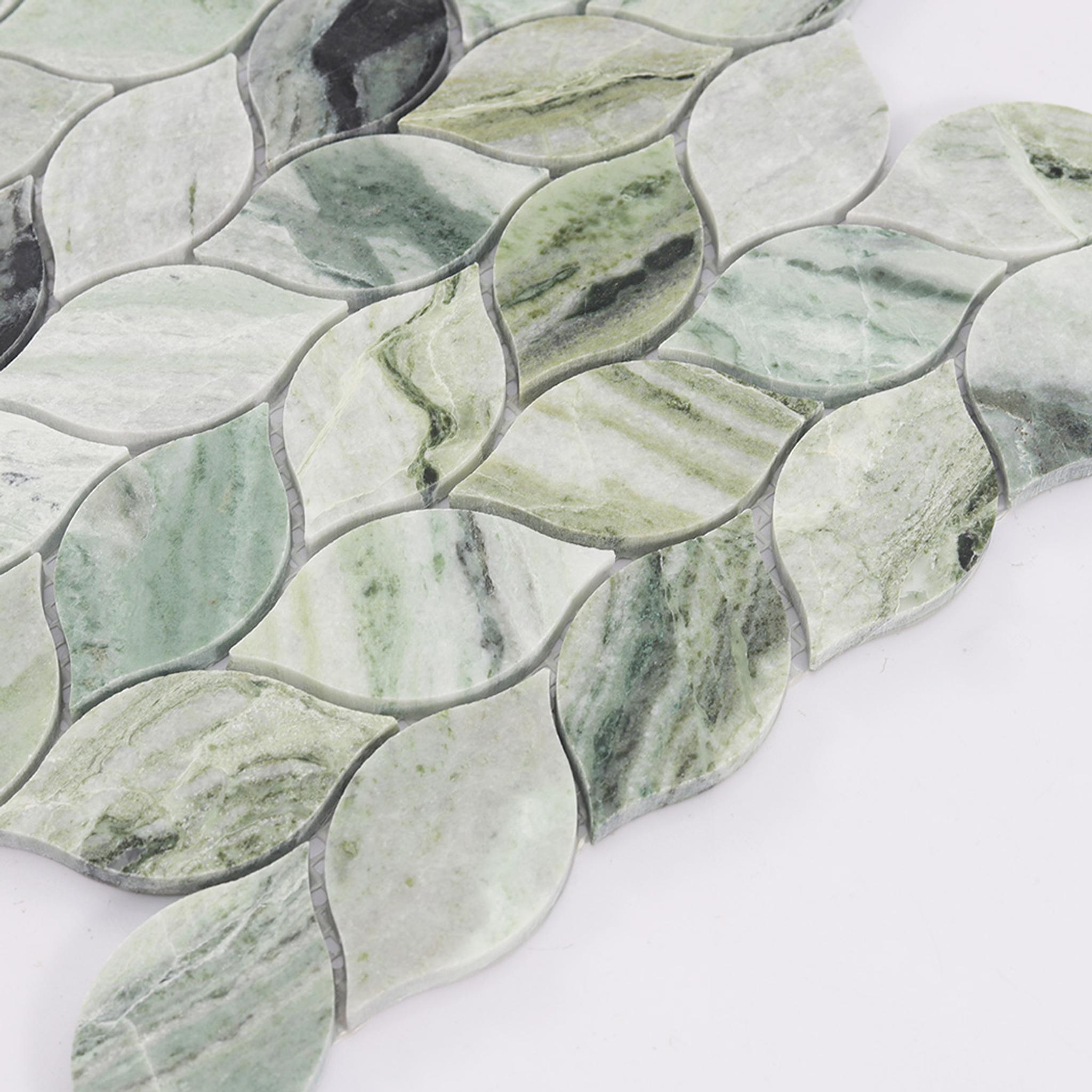 Green Leaf Marble Mosaic Tile — mosaic ghép nghệ thuật bằng đá marble xanh lục