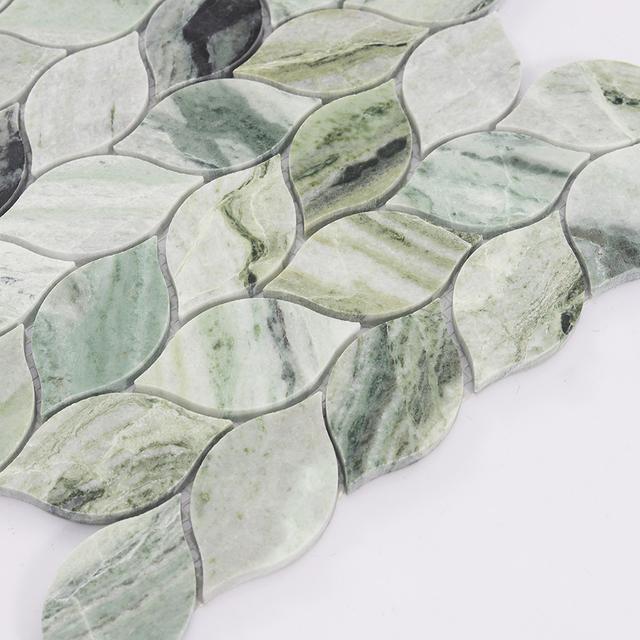 Green Leaf Marble Mosaic Tile — mosaic ghép nghệ thuật bằng đá marble xanh lục