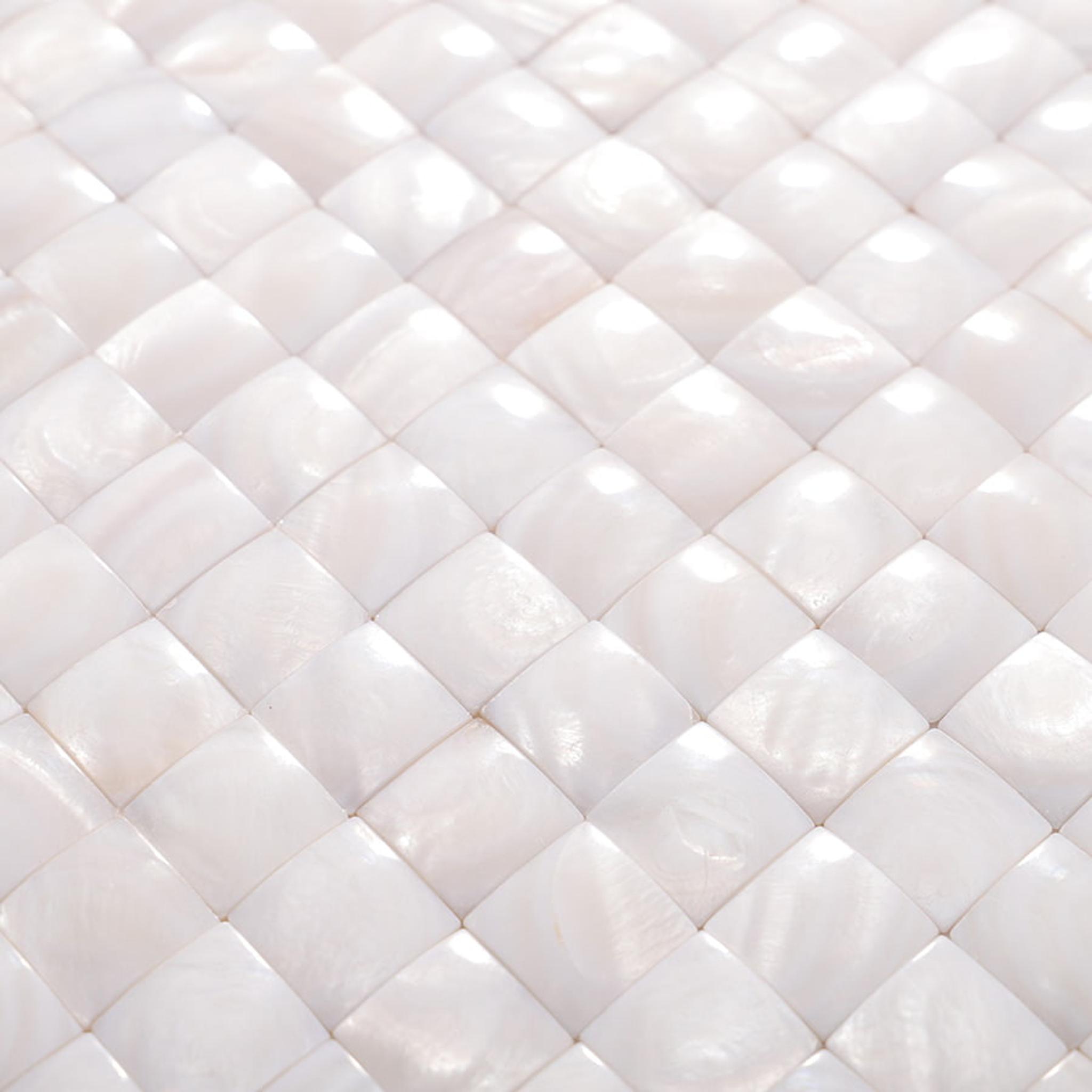 3D Natural Shell Square Mosaic Tile Backsplash Wall — mosaic vuông bằng xà cừ tự nhiên