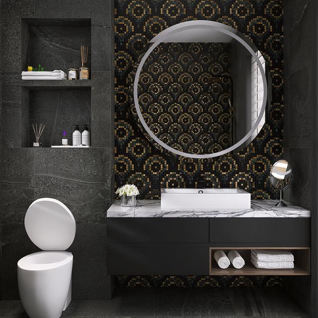 Metal and Marble Mosaic Tiles  Pixel Fish Scale Pattern — mosaic vảy cá (fish scale) bằng đá marble tự nhiên