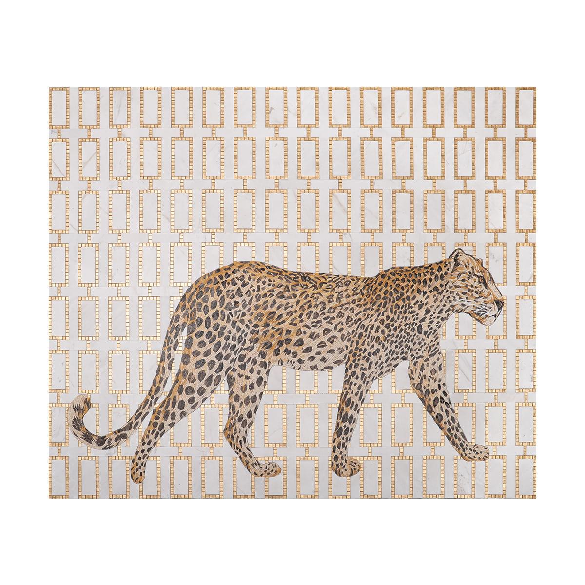 Leopard Mosaic Tile Art — mosaic ghép nghệ thuật bằng đá marble tự nhiên