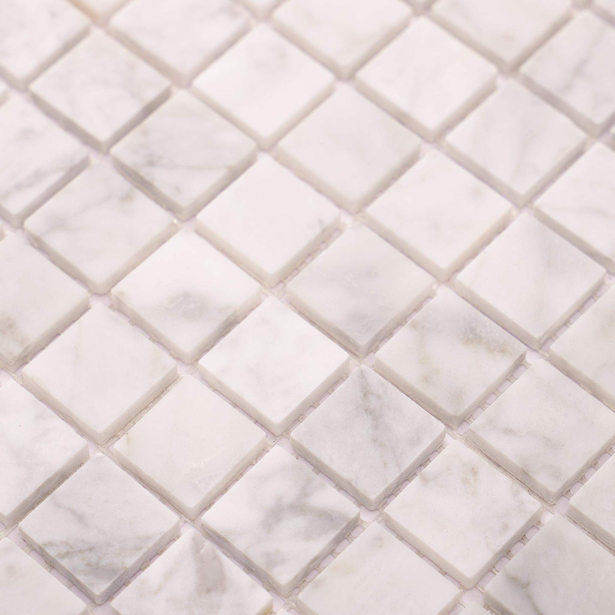 Carrara White Square Marble Mosaic Tiles for Elegant Walls — mosaic vuông bằng đá marble trắng & trắng Carrara