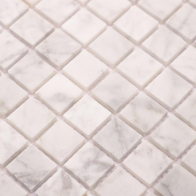 Carrara White Square Marble Mosaic Tiles for Elegant Walls — mosaic vuông bằng đá marble trắng & trắng Carrara