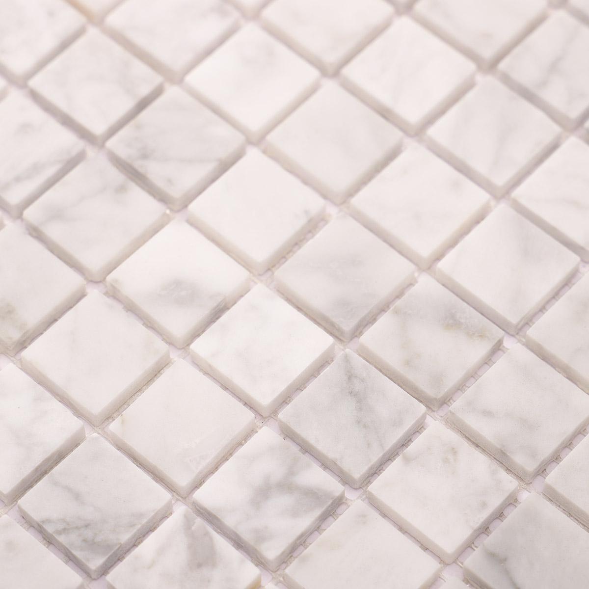 Carrara White Square Marble Mosaic Tiles for Elegant Walls — mosaic vuông bằng đá marble trắng & trắng Carrara