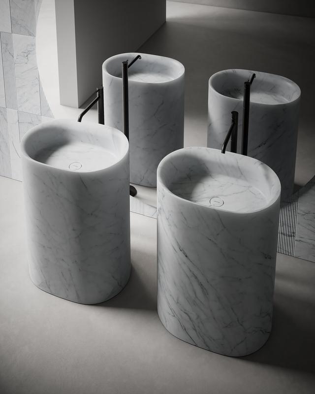 Lavabo Nebula đặt sàn — lavabo đá tự nhiên Rochelle