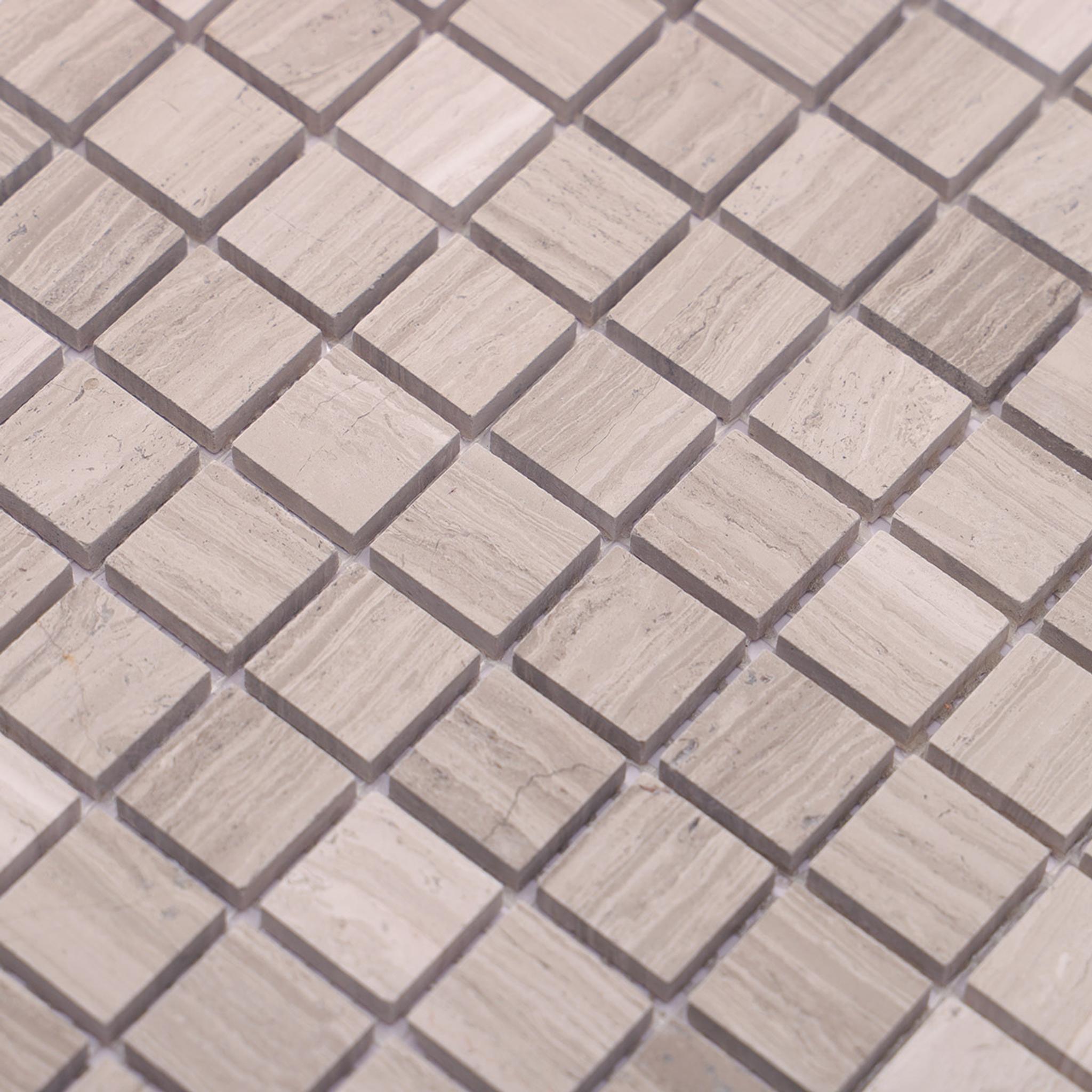 Grigio Legno Gray Marble Square Mosaic Tiles 23X23 — mosaic vuông bằng đá marble xám