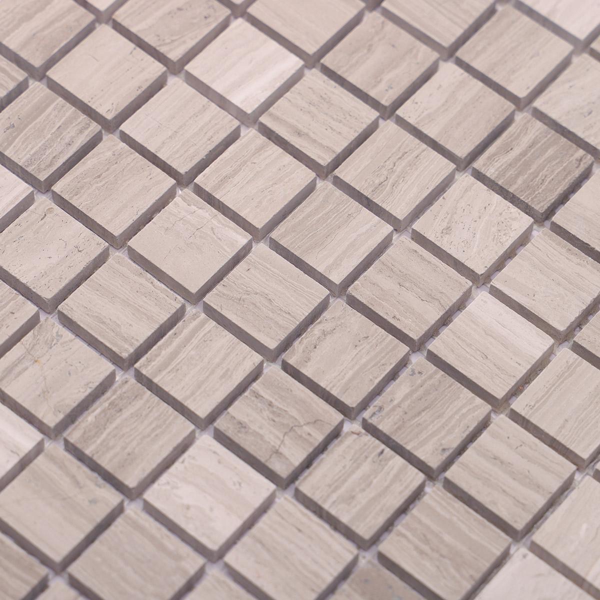 Grigio Legno Gray Marble Square Mosaic Tiles 23X23 — mosaic vuông bằng đá marble xám