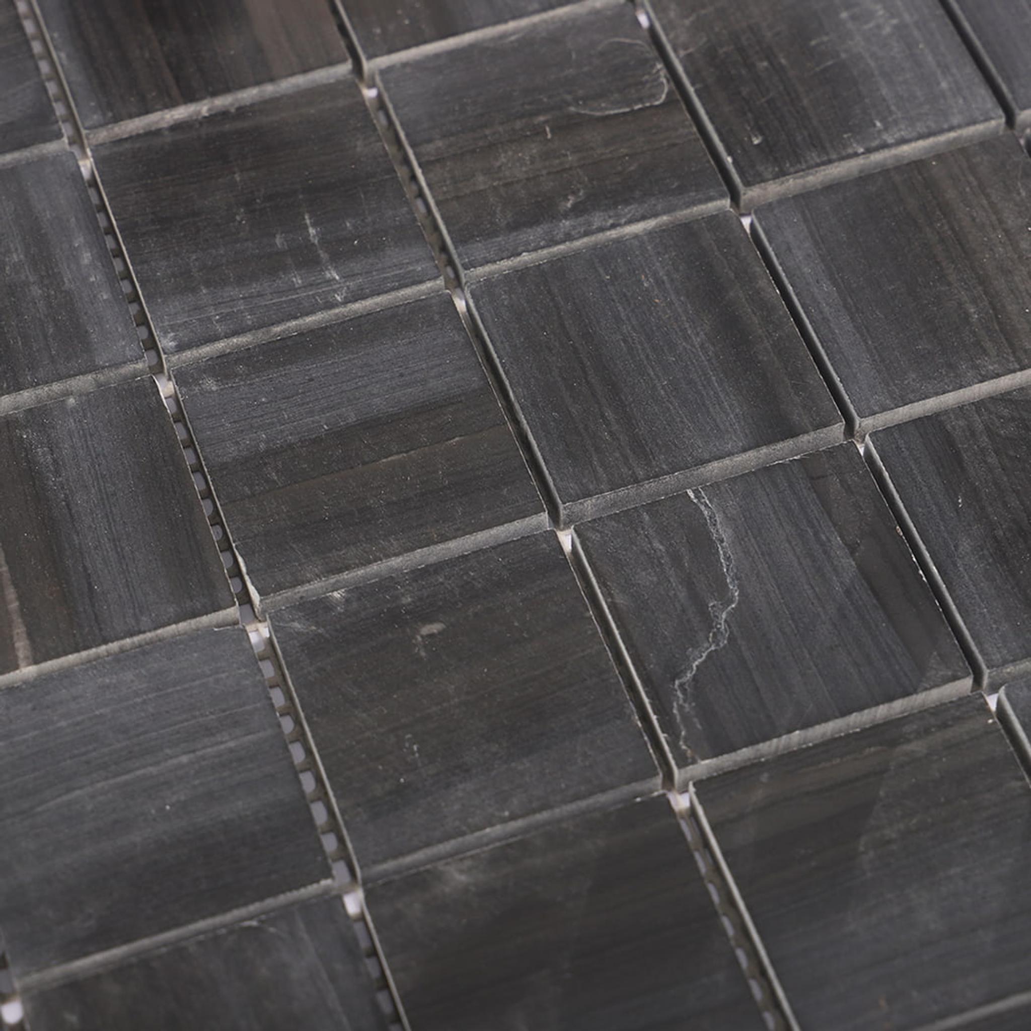 Dark Grey Square Honed Marble Floor Tile — mosaic vuông bằng đá marble xám