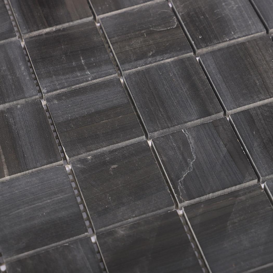 Dark Grey Square Honed Marble Floor Tile — mosaic vuông bằng đá marble xám