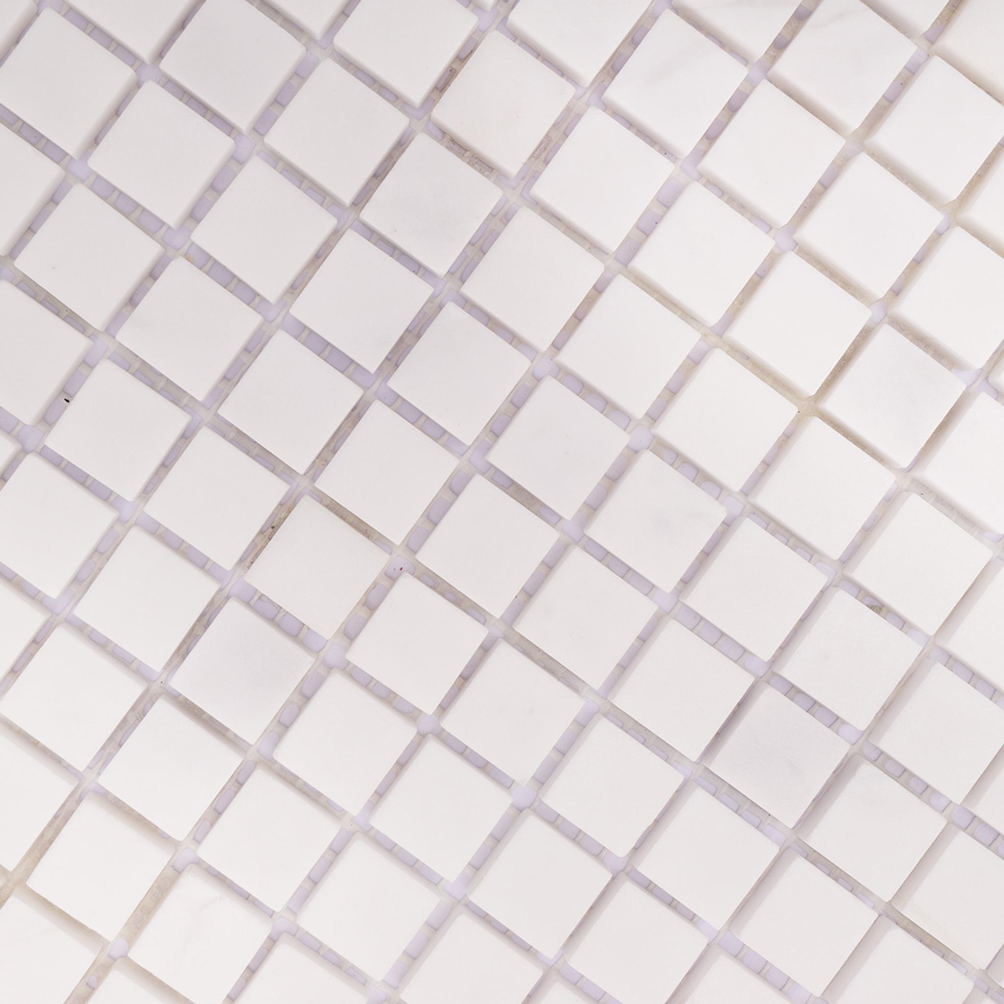Small Square White Polished Marble Mosaic Tiles — mosaic vuông bằng đá marble trắng