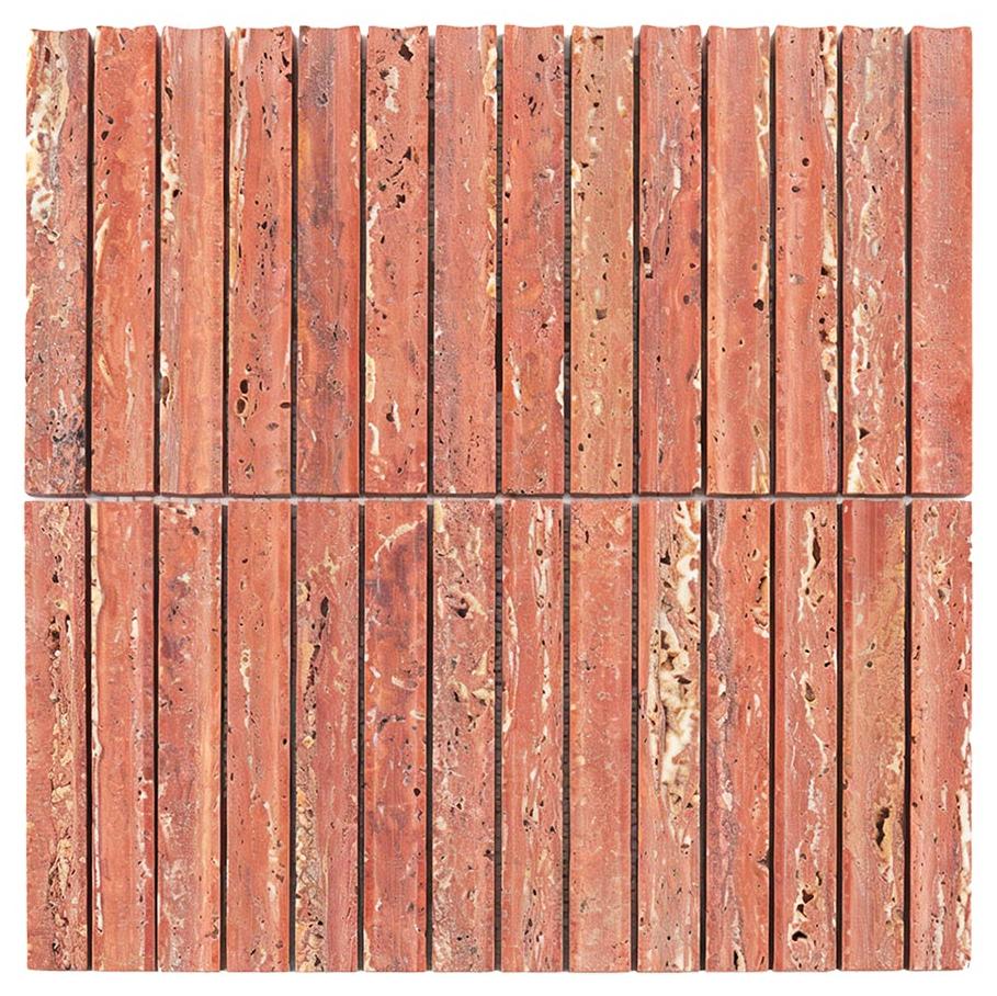 3D Curved Fluted Travertine Mosaic Natural Linear Stone Wall Tile — mosaic rãnh sọc (fluted) bằng đá travertine tự nhiên