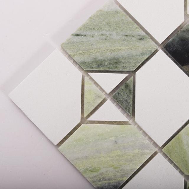 Ming Green and White Thassos Marble Tiles — mosaic ghép nghệ thuật bằng đá marble trắng & xanh lục