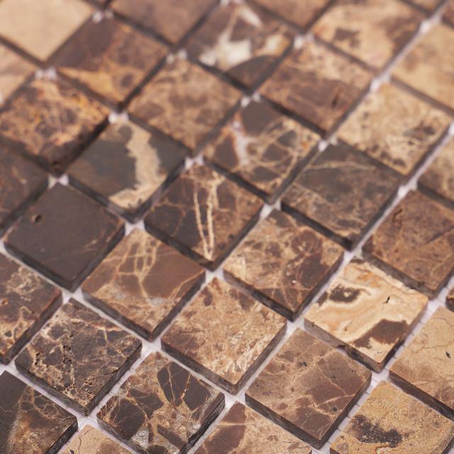 Emperador Brown Marble Mosaic Tiles 23x23mm — mosaic ghép nghệ thuật bằng đá marble nâu & nâu Emperador
