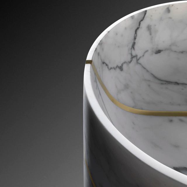 Lavabo đá nguyên khối tròn VIII — nội thất đá Rochelle Stone