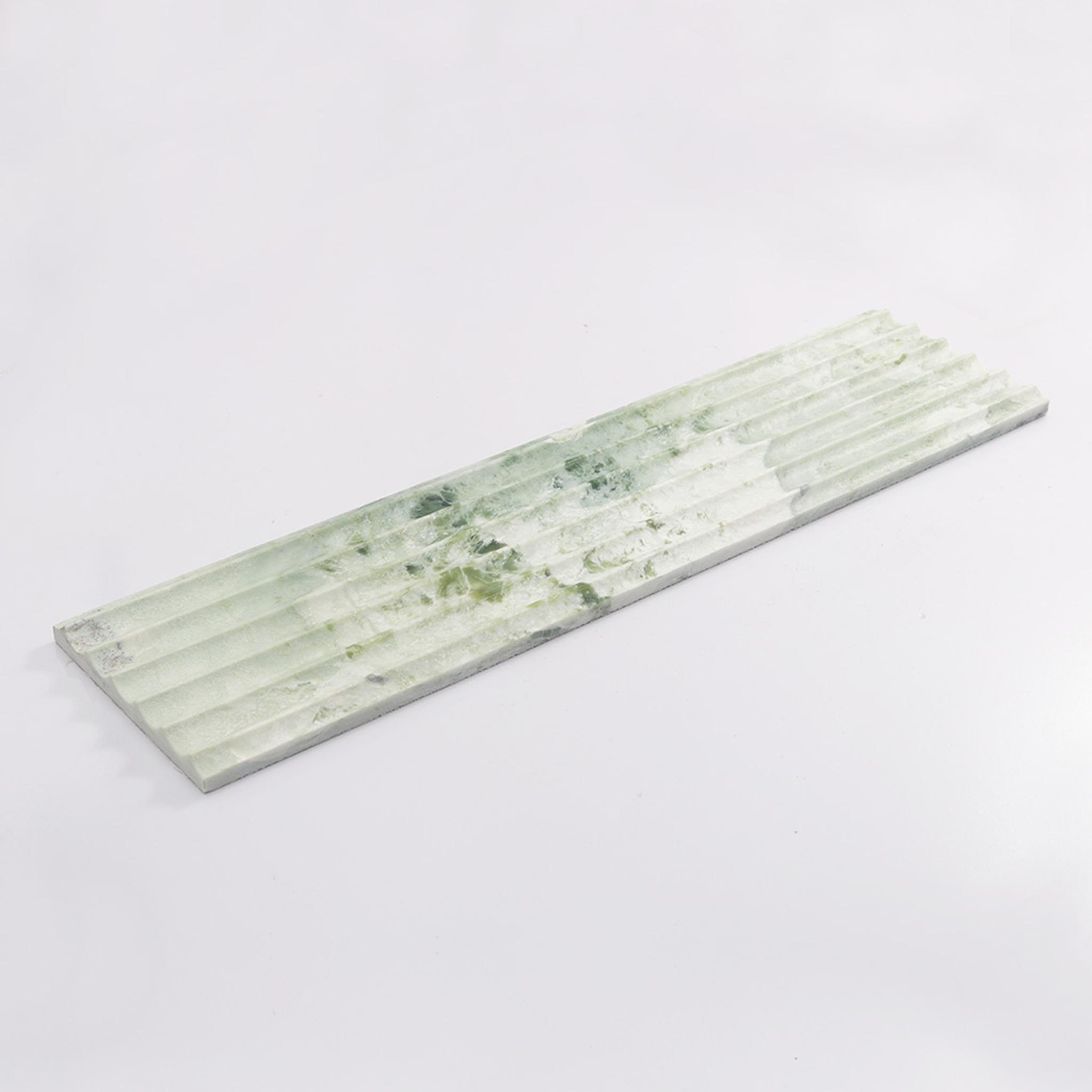 Light Green Marble Fluted Tile for Serene Spa and Vanity Wall Design — mosaic rãnh sọc (fluted) bằng đá marble xanh lục