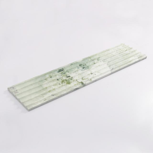 Light Green Marble Fluted Tile for Serene Spa and Vanity Wall Design — mosaic rãnh sọc (fluted) bằng đá marble xanh lục