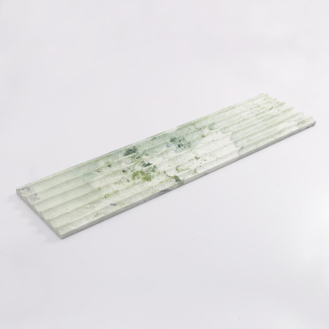 Light Green Marble Fluted Tile for Serene Spa and Vanity Wall Design — mosaic rãnh sọc (fluted) bằng đá marble xanh lục