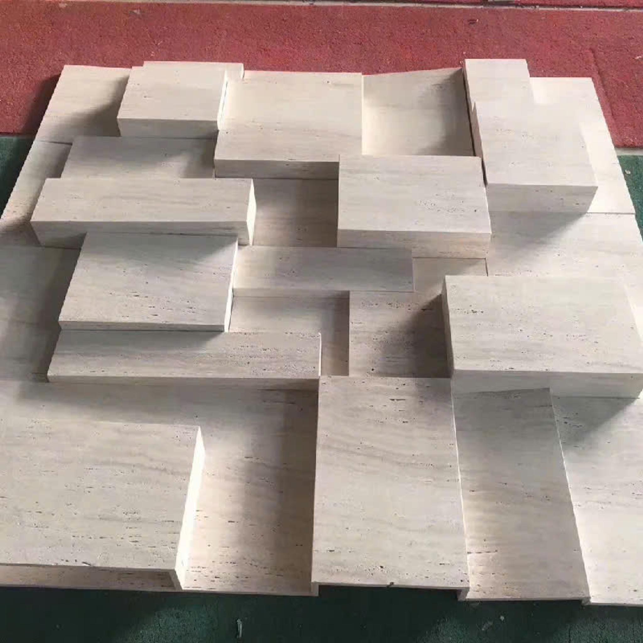 Mẫu ốp tường (xếp đá) — Travertine kem
