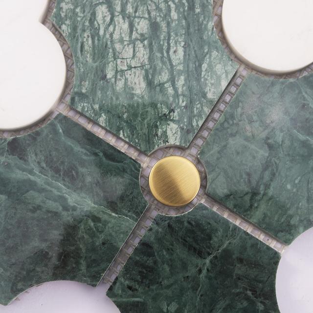 Dark Green Arabesque Marble Mosaic — mosaic arabesque bằng đá marble xanh lục đậm