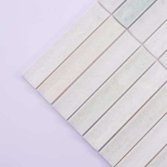 White Jade Polished Marble Mosaic Strip Fluted Wall Tile — mosaic rãnh sọc (fluted) bằng đá marble trắng