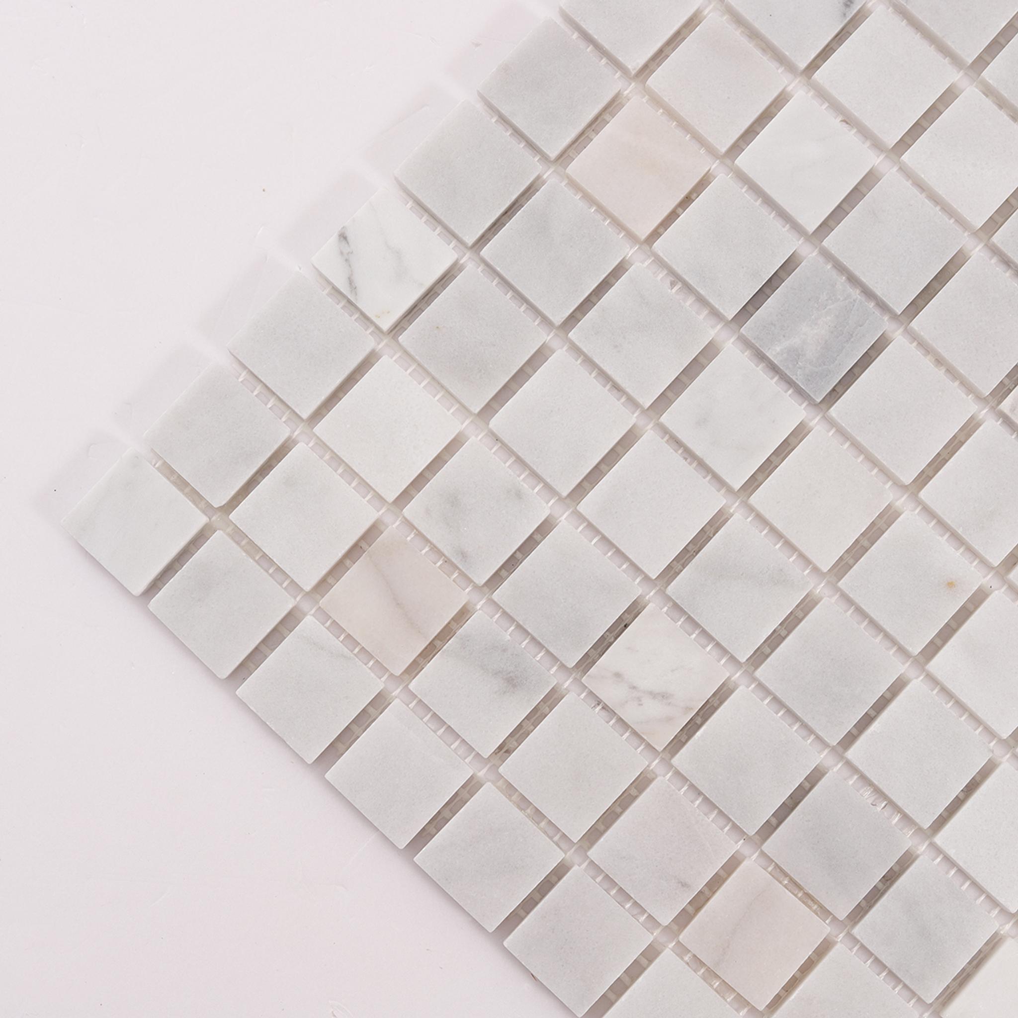 Carrara Venato Square Honed Marble Mosaic Tiles — mosaic vuông bằng đá marble trắng Carrara