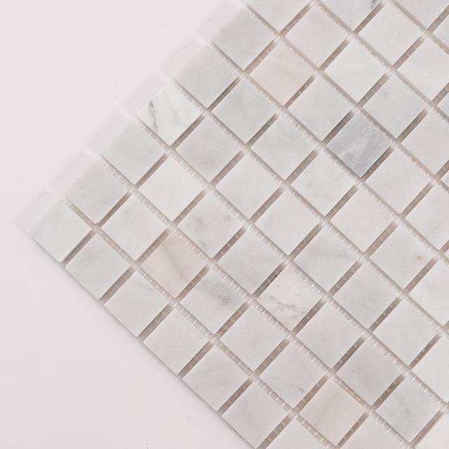 Carrara Venato Square Honed Marble Mosaic Tiles — mosaic vuông bằng đá marble trắng Carrara