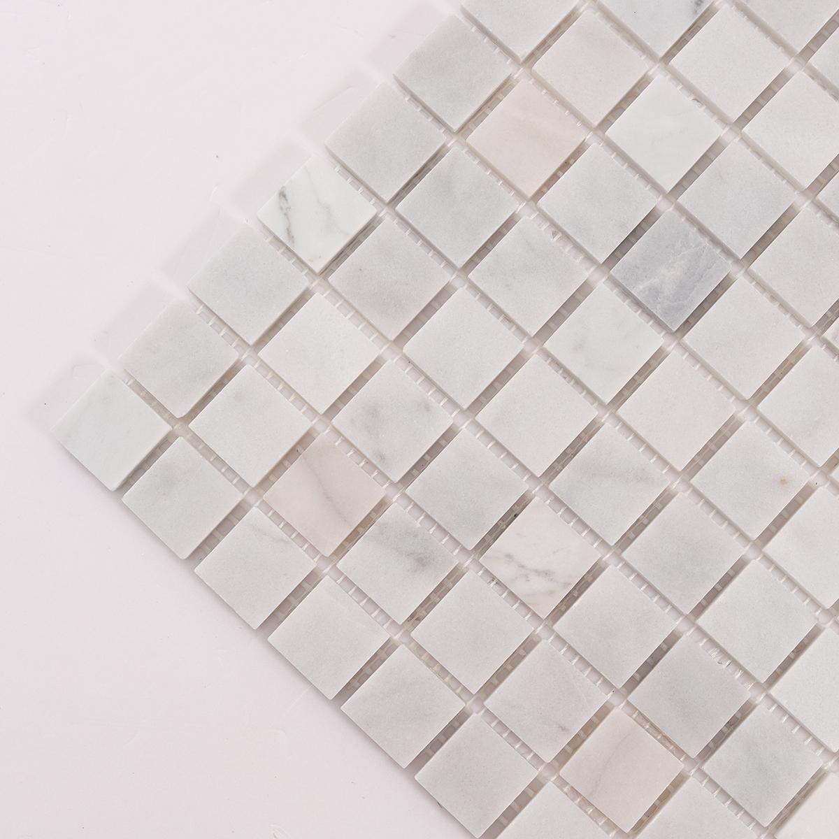 Carrara Venato Square Honed Marble Mosaic Tiles — mosaic vuông bằng đá marble trắng Carrara