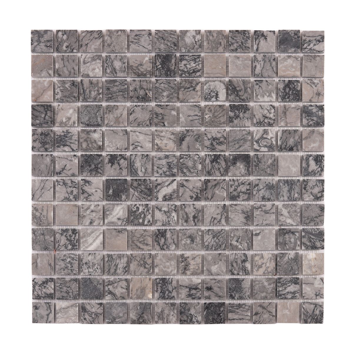 Bardiglio Gray Square Marble Polished Mosaic Tiles — mosaic vuông bằng đá marble xám