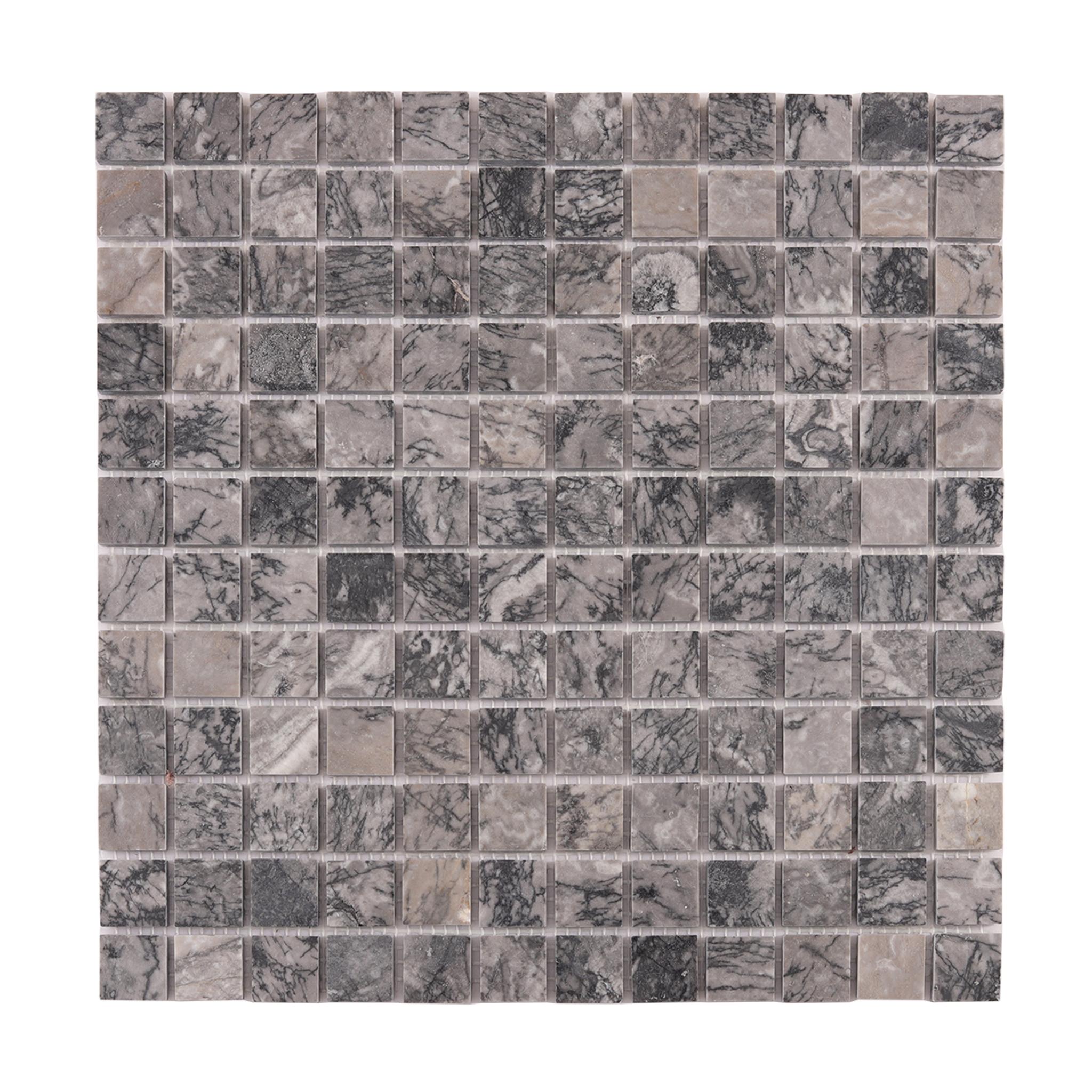 Bardiglio Gray Square Marble Polished Mosaic Tiles — mosaic vuông bằng đá marble xám