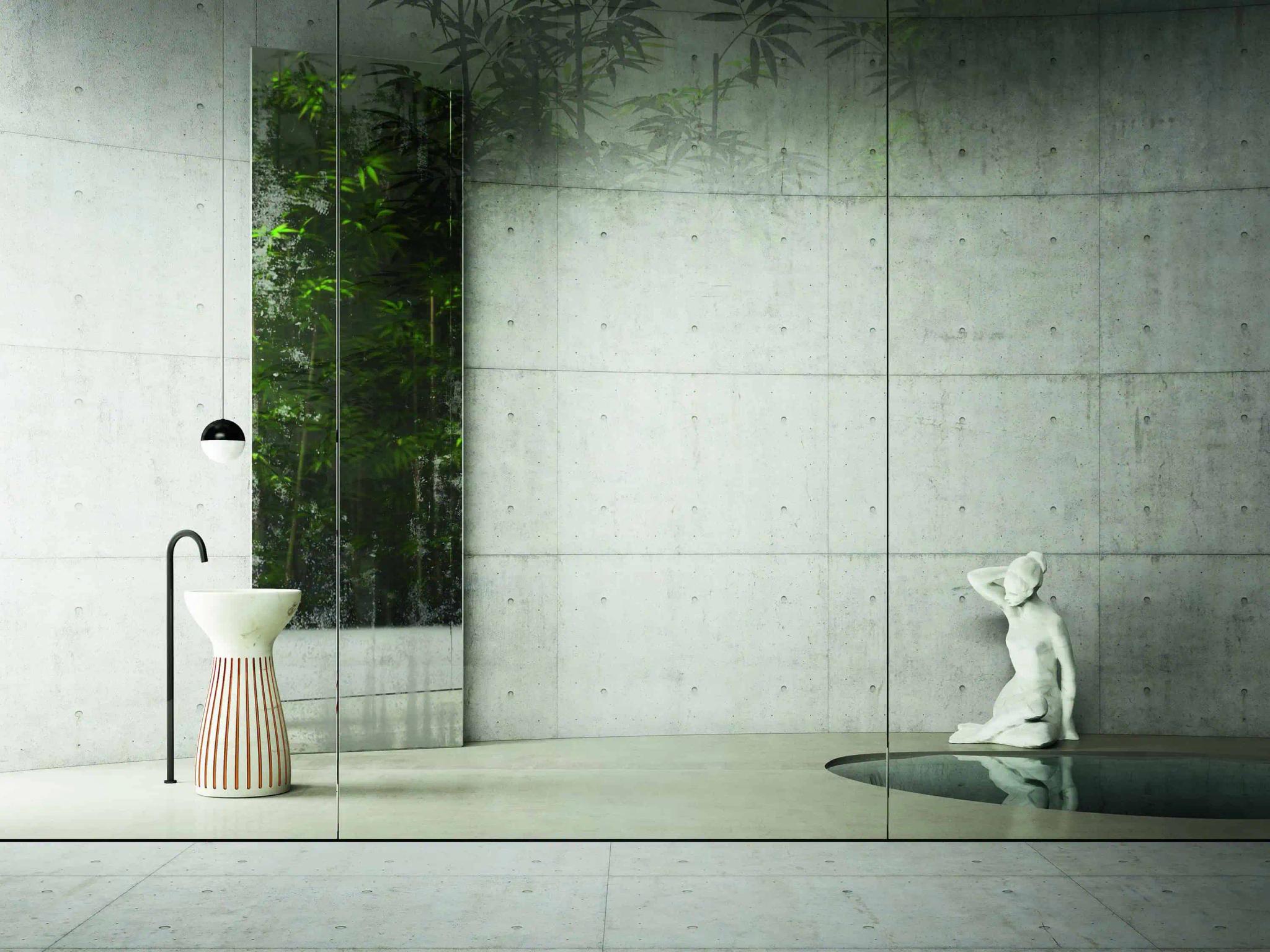 Lavabo đá nguyên khối tròn VII — nội thất đá Rochelle Couture