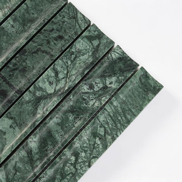 Empress Green Marble Fluted Tile — mosaic rãnh sọc (fluted) bằng đá marble xanh lục