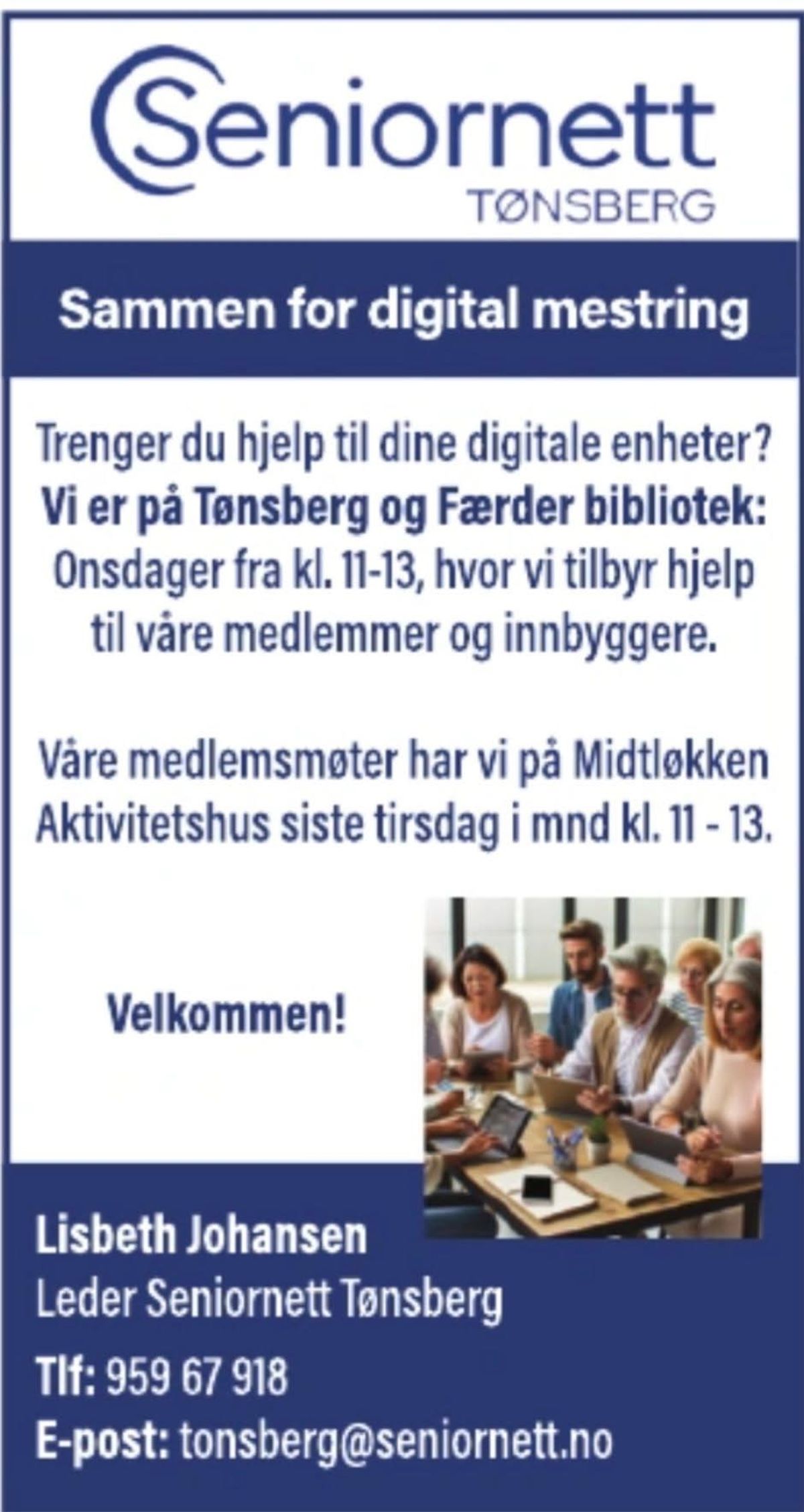 Seniornett Tønsberg: gratis datahjelp og veiledning