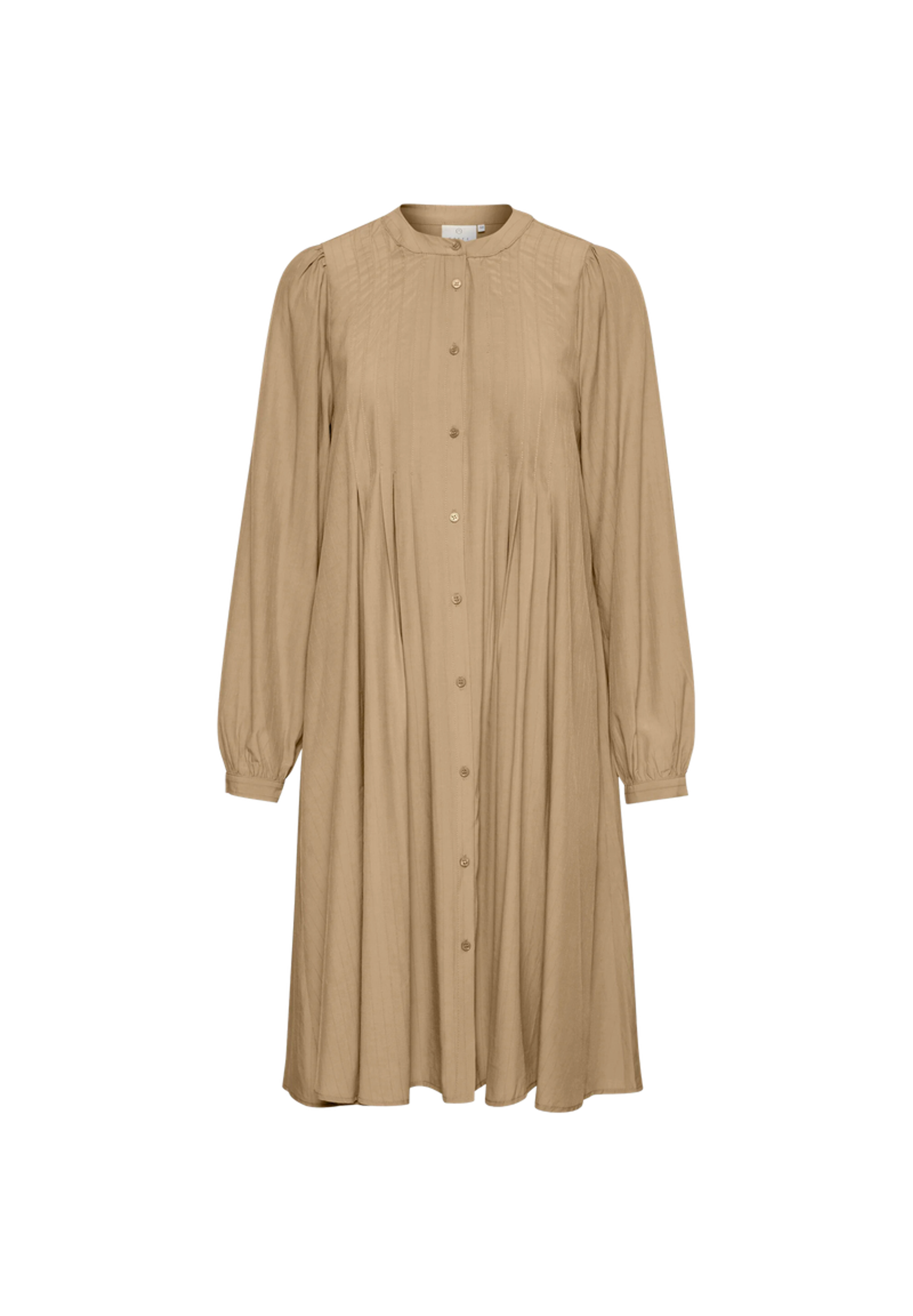 Camel/beige skjortekjole med knapper