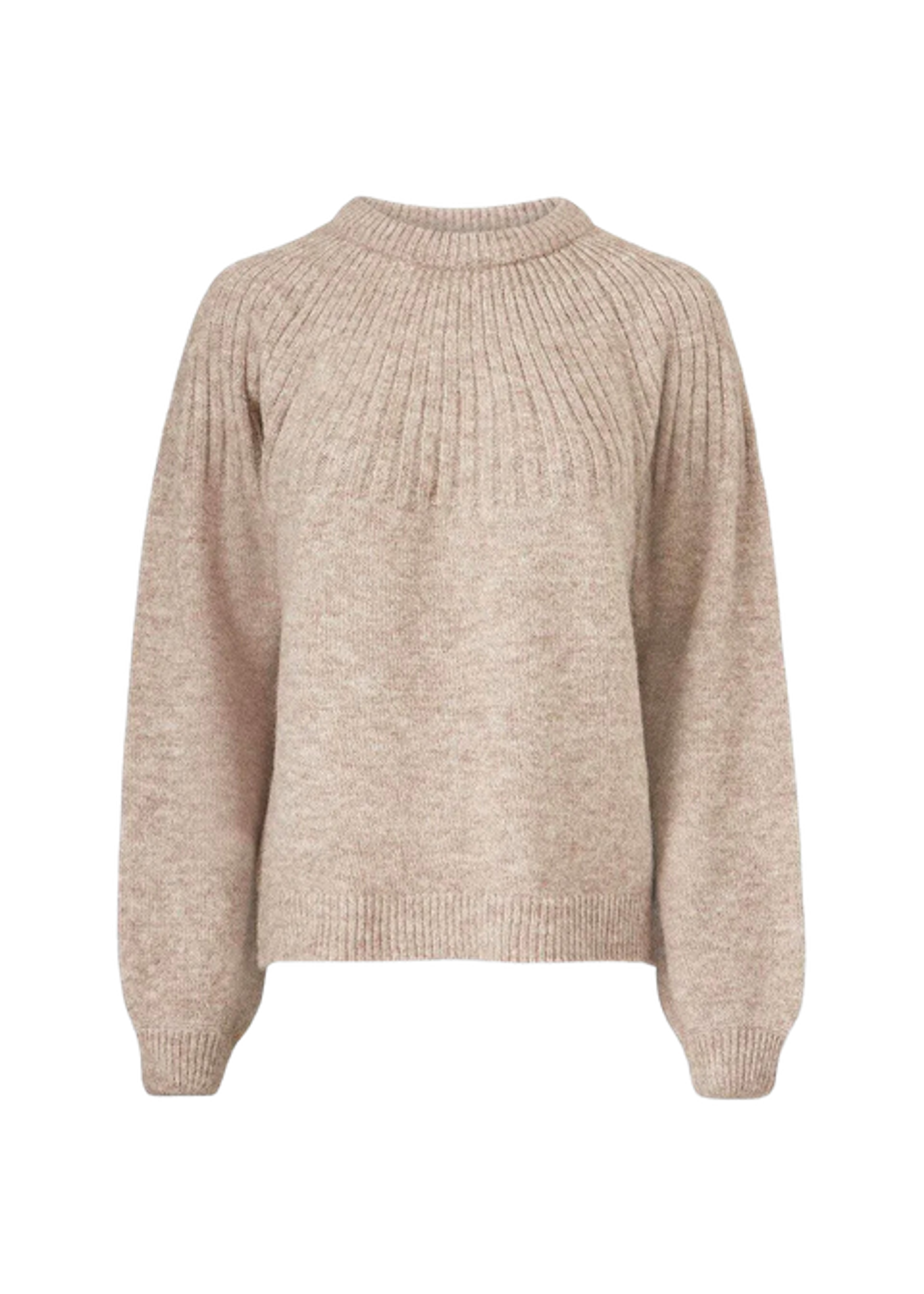 Beige strikbluse